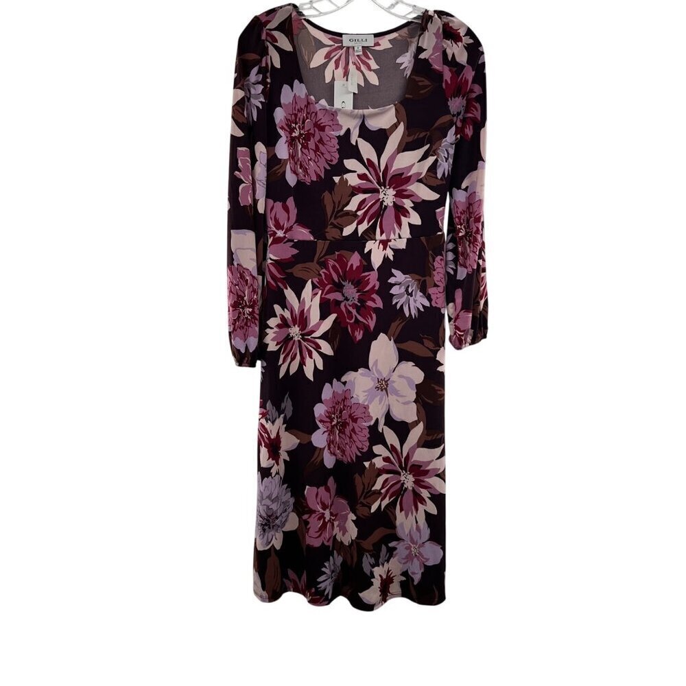 Gilli Women's Long Sleeve Floral A-Line Midi Dress Size Medium New